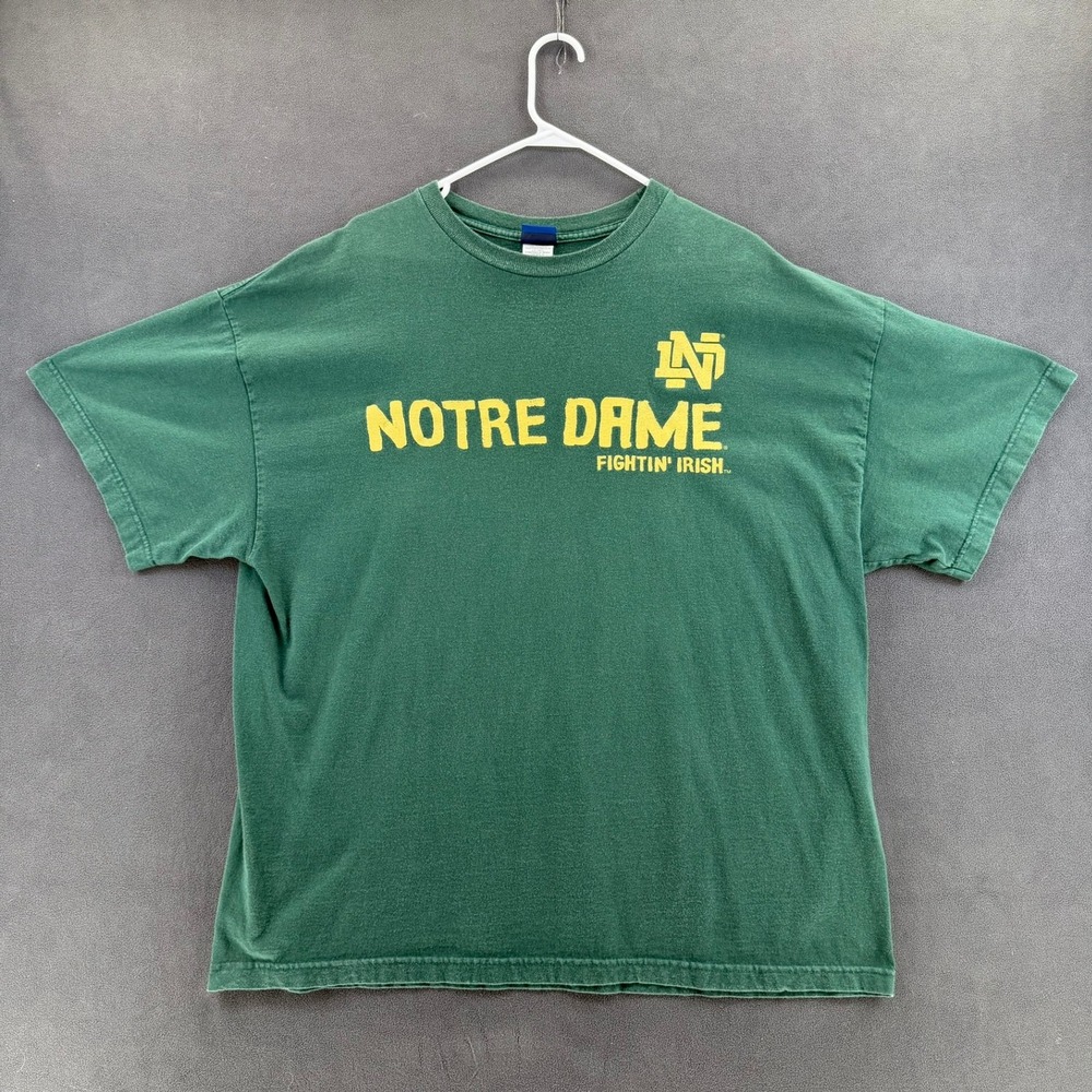 VINTAGE Notre Dame Fightin Irish T-Shirt Men XL Green Champs Sports Team Edition